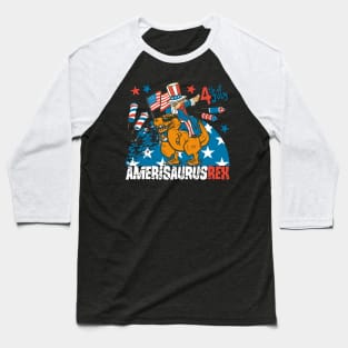 Dinosaur 4th of July Kids Boys Men Amerisaurus T Rex Funny Baseball T-Shirt